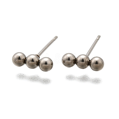 Tarnish Resistant 201 Stainless Steel Beaded Horizontal Bar Stud Earrings with 316 Stainless Steel Pin for Women STAS-K238-01P-1