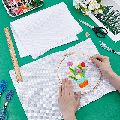 14CT Cross Stitch Canvas Cotton Embroidery Fabric DIY-WH0410-341A-1