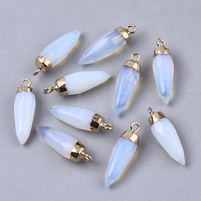 Top Golden Plated Opalite Pointed Pendants G-S359-078G-1