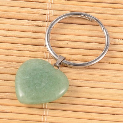 Heart Natural & Synthetic Mixed Gemstone Keychain KEYC-JKC00057-1