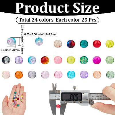 600Pcs 24 Colors Spray Painted Crackle Glass Beads CCG-PA0001-04-1