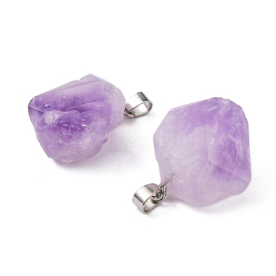 3Pcs Natural Amethyst Pendants G-FS0001-01-1