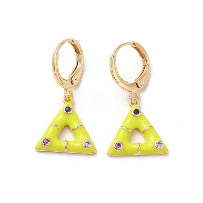 Triangle Golden Brass Dangle Leverback Earrings EJEW-L268-030G-02-1