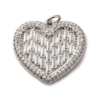 Brass Micro Pave Clear Cubic Zirconia Pendants KK-U076-21P-1