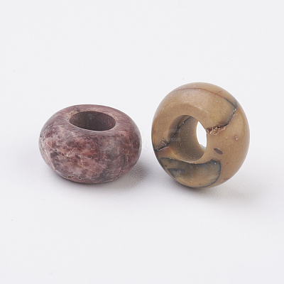 Natural Polychrome Jasper/Picasso Stone/Picasso Jasper European Beads G-G740-12x6mm-22-1