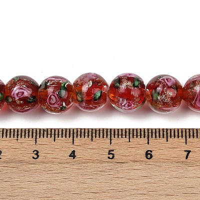 Handmade Glod Sand Lampwork Beads Strands LAMP-B028-03C-10mm-1