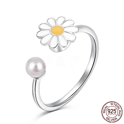 Rhodium Plated 925 Sterling Silver Open Finger Rings RJEW-A019-50P-1
