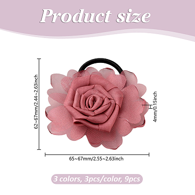 9Pcs 3 Colors Polyester Hair Accessories OHAR-GO0001-16-1