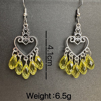Vintage Heart with Teardrop Alloy Chandelier Earrings RJ4160-1