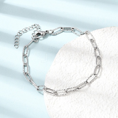 4MM 304 Stainless Steel Textured Paperclip Chain Bracelets for Man and Women SA-CBAB767-13P-1