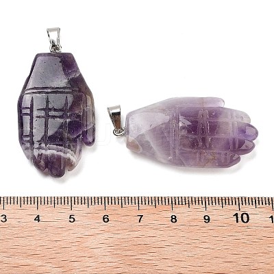 Natural Amethyst Carved Pendants G-K369-01P-06-1