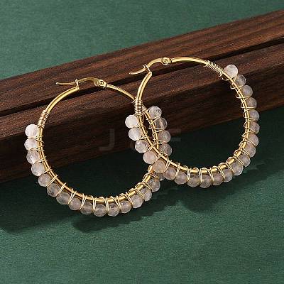 Beaded Hoop Earrings EJEW-JE03830-03-1