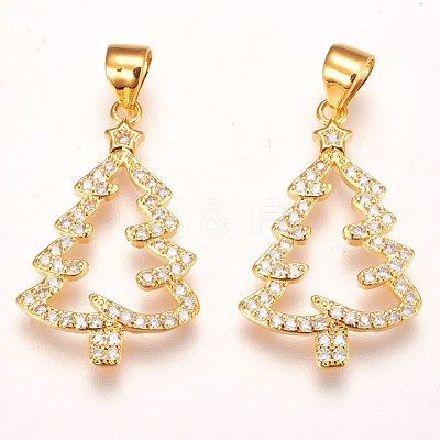 Brass Micro Pave Cubic Zirconia Pendants ZIRC-F086-01-1