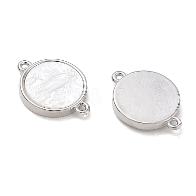Rack Plating Brass & Natural White Shell Connector Charms SH-CBA6629-33P-1