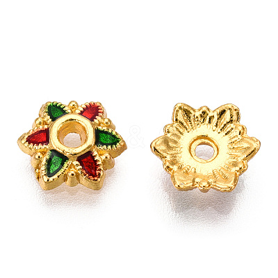 6-Petal Alloy Enamel Bead Caps X1-ENAM-TAC0023-07-1