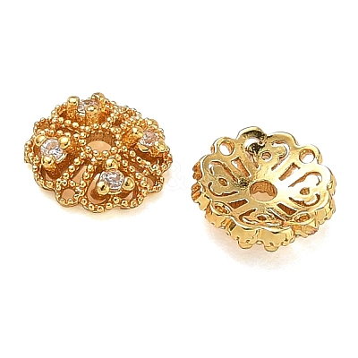 Brass Micro Pave Cubic Zirconia Bead Caps CU-CBA6E4E-07G-1