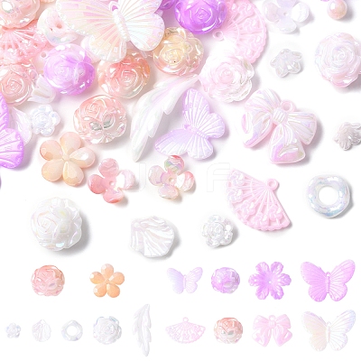 Rainbow Iridescent Plating Acrylic Beads OACR-FS0001-99A-1
