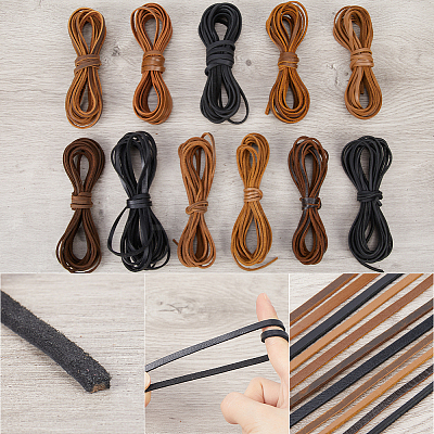 Flat Cowhide Leather Jewelry Cord LC-GF0001-10B-04-1