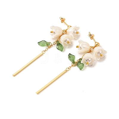 Plastic with Brass Dangle Stud Earrings for Women EJEW-TA00575-1