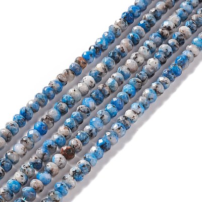 Dyed Natural Sesame Jasper/Kiwi Jasper Rondelle Beads Strands G-E316-A02-1