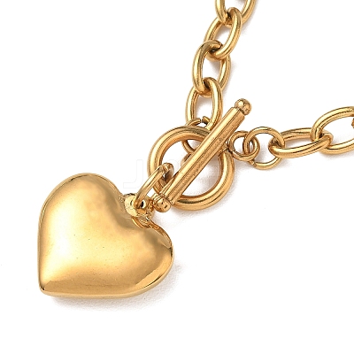 304 Stainless Steel Heart Clasp Pendant Necklace for Women NJEW-G018-07G-1