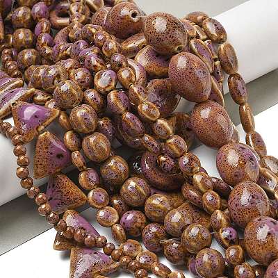 Handmade Porcelain Beads Strands PORC-B002-19G-1
