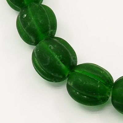 Handmade Frosted Lampwork Pumpkin Beads Strands LAMP-L004-C-07-1