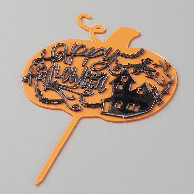 Acrylic Pumpkin Halloween Word Cake Insert Card Decoration DIY-H109-07-1