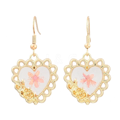 Alloy & Dried Flower Dangle Earrings AL-Z001-01G-02-1