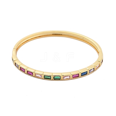 Rack Plating Brass Micro Pave Cubic Zirconia Bangles for Women BJEW-G730-01G-04-1