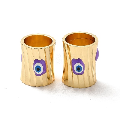 Brass Enamel Evil Eye Beads KK-P222-02G-1
