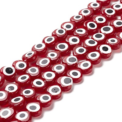 Handmade Evil Eye Lampwork Beads Strands LAMP-F023-B10-1