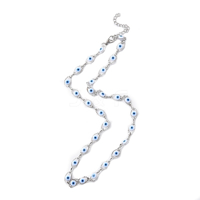 Evil Eye Plastic Link Chain Necklace NJEW-H169-03P-1