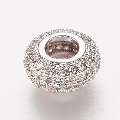Brass Micro Pave Cubic Zirconia European Beads ZIRC-K063-29P-1