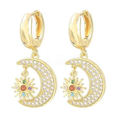 Brass Micro Pave Cubic Zirconia Hoop Dangle Earrings KK-CBA8324-05A-G-1