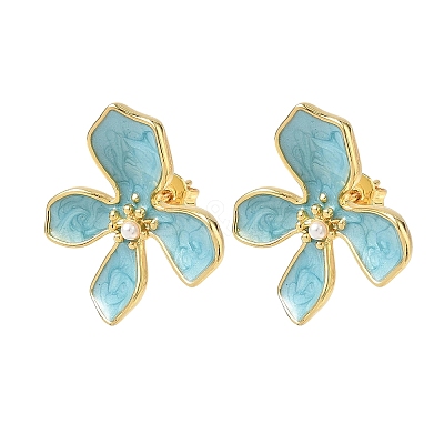 Brass Enamel Stud Earrings for Women KK-CBA760A-11G-04-1