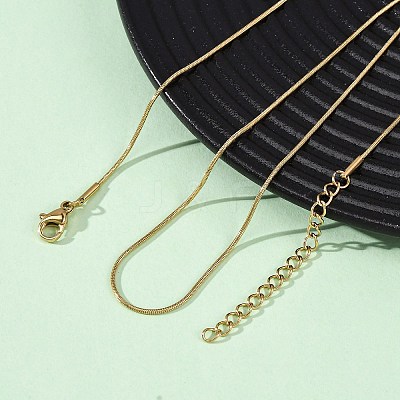 1MM 304 Stainless Steel Round Snake Chain Necklaces NJEW-T016-27G-1