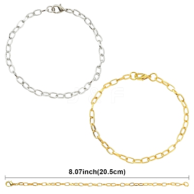10Pcs Iron Cable Chain Bracelets IFIN-YW0004-03G-1