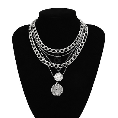 Alloy Disc Pendant Multi Layered Necklaces for Women FS-WGAC560-04-1