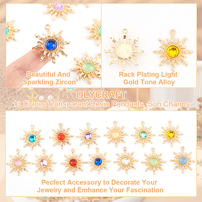 26Pcs 13 Colors Transparent Resin Pendants FIND-OC0002-72-1
