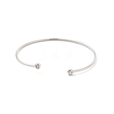 Clear Cubic Zirconia Open Cuff Bangle BJEW-G663-03P-1
