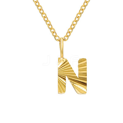 Personalized Stainless Steel Textured Alphabet Initial Pendant Necklaces for Women Men RF0956-14-1