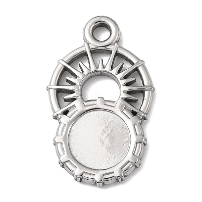 Sun 304 Stainless Steel Pendant Cabochon Setting STAS-P454-12P-1