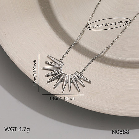 304 Stainless Steel Sun Pendant Necklaces WG29069-02-1