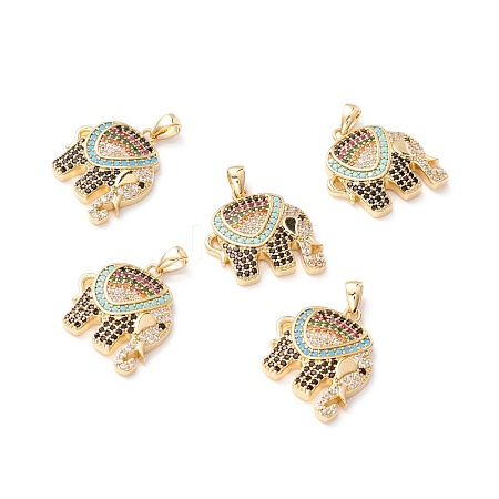 Brass Micro Pave Colorful Cubic Zirconia Pendants ZIRC-Z019-14G-NR-1