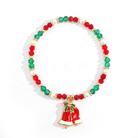 Christmas Theme Glass Beads Charms Bracelets VT5394-3-1