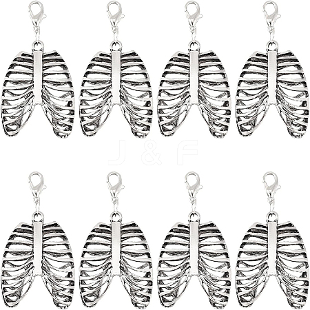 Alloy Rib Skeleton Pendants Decoration HJEW-PH01451-1