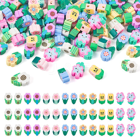  210Pcs 7 Style Handmade Polymer Clay Beads HUDU-TA0001-01-1