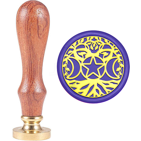 Brass Wax Seal Stamp with Handle AJEW-WH0184-1142-1