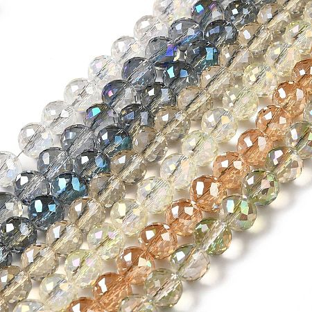 Faceted(128 Facets) Electroplated Glass Beads Strands GLAA-H023-01-1